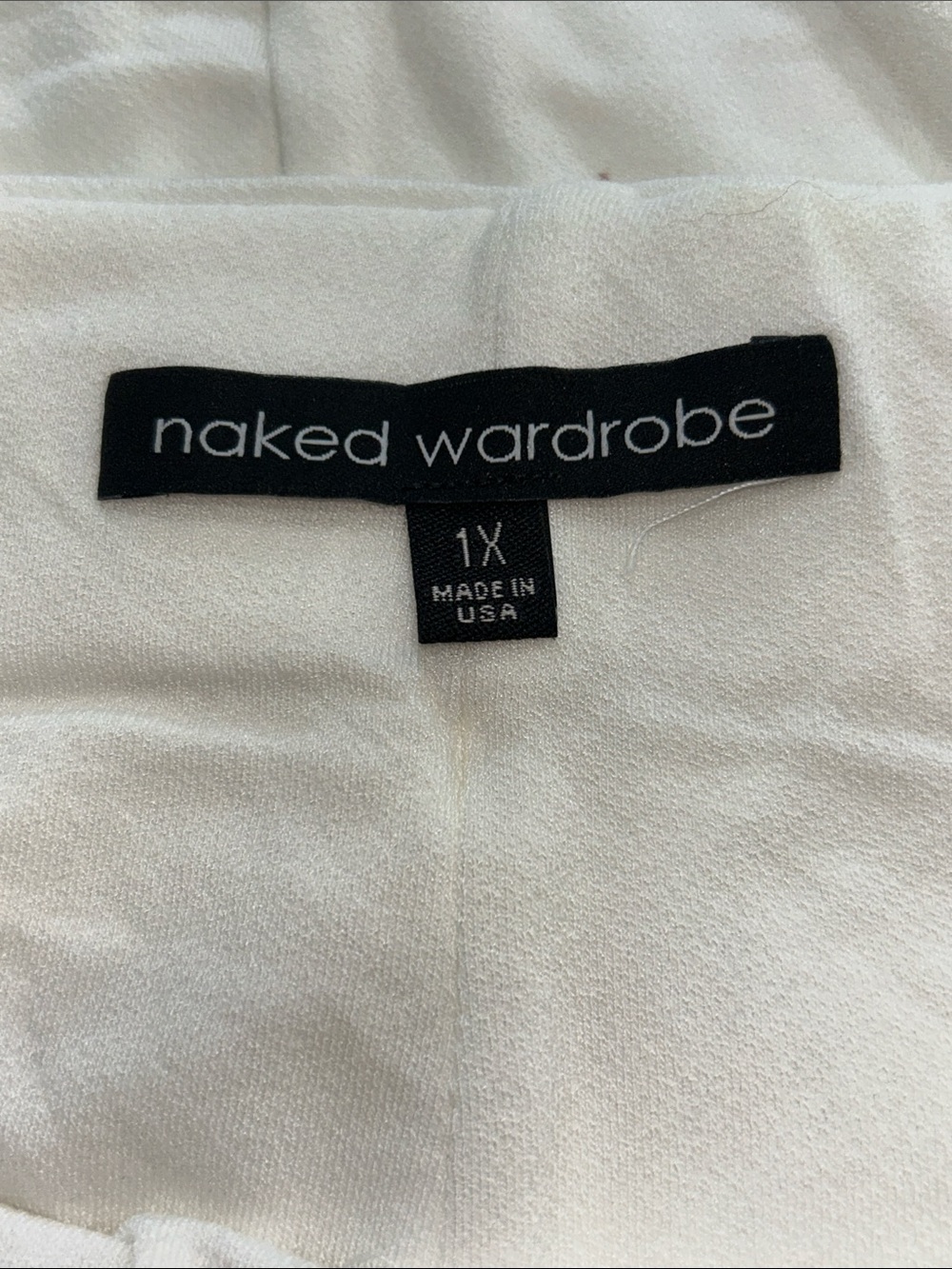 Naked Wardrobe Ivory Ruched Midi Pencil Skirt Size 1X Stretch 28” - Picture 3 of 4